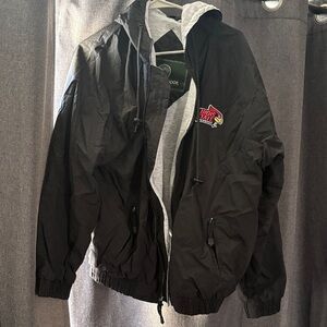 Weatherproof Black Hooded Windbreaker